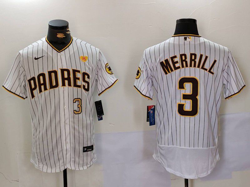 Men San Diego Padres #3 Merrill White stripe Elite 2024 Nike MLB Jersey style 902->san diego padres->MLB Jersey